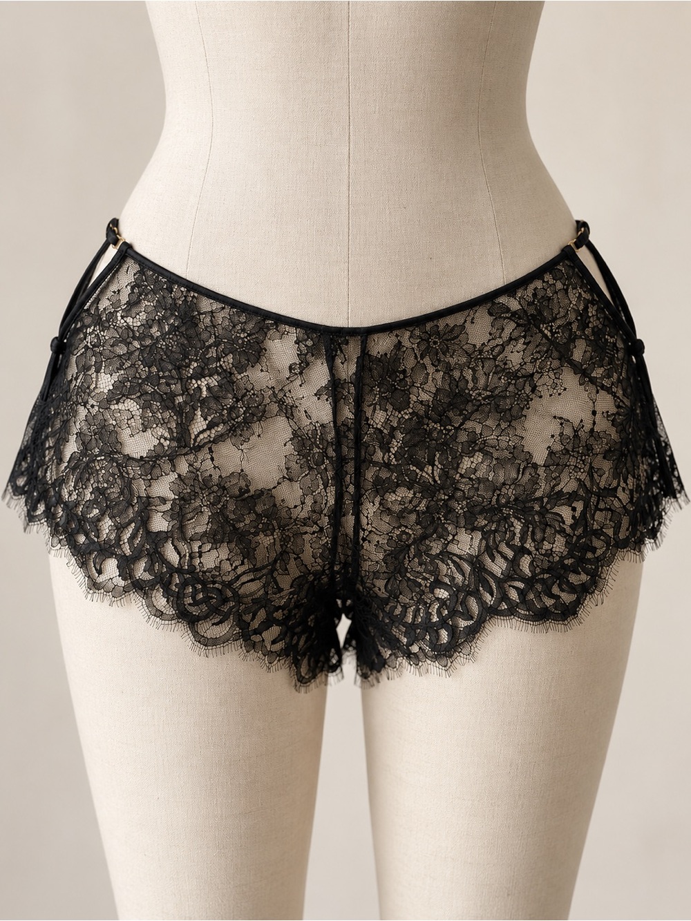 HONEY BIRDETTE Alessandra Lace Lingerie Shorts in Black | XL